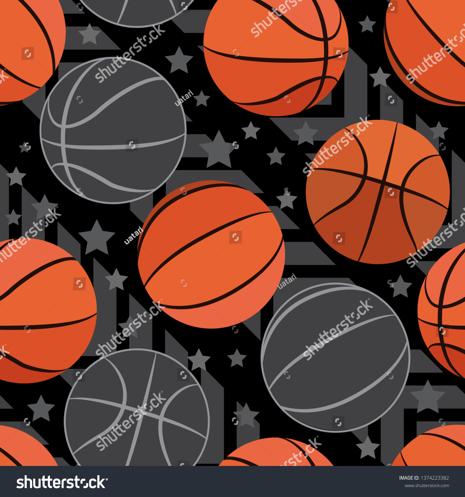 Basketball seamless pattern. Seamless sport pattern with balls. Sports background. Creative grunge design of sport. Sport wallpaper Basketball vector