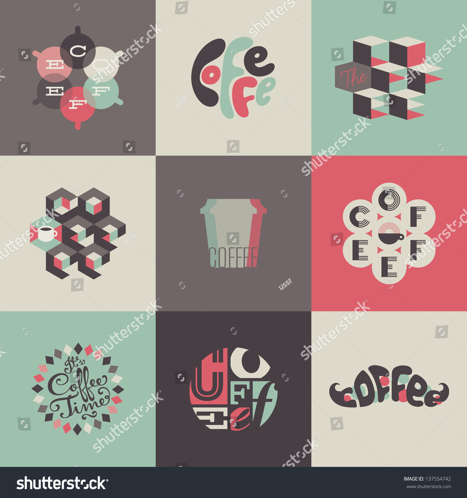 Coffee emblems and labels. Set of design elements