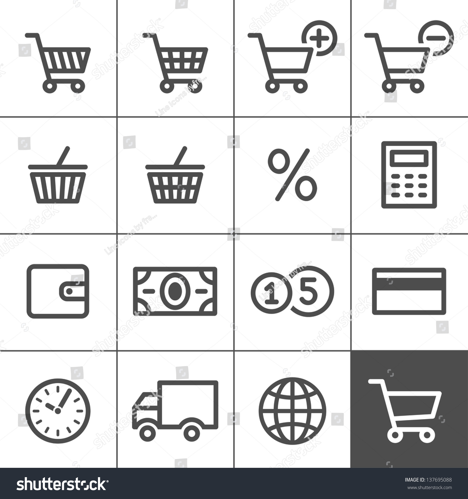 Shopping Icon Set. Vector illustration. Simplines series. Simple outlined icons. Linear style