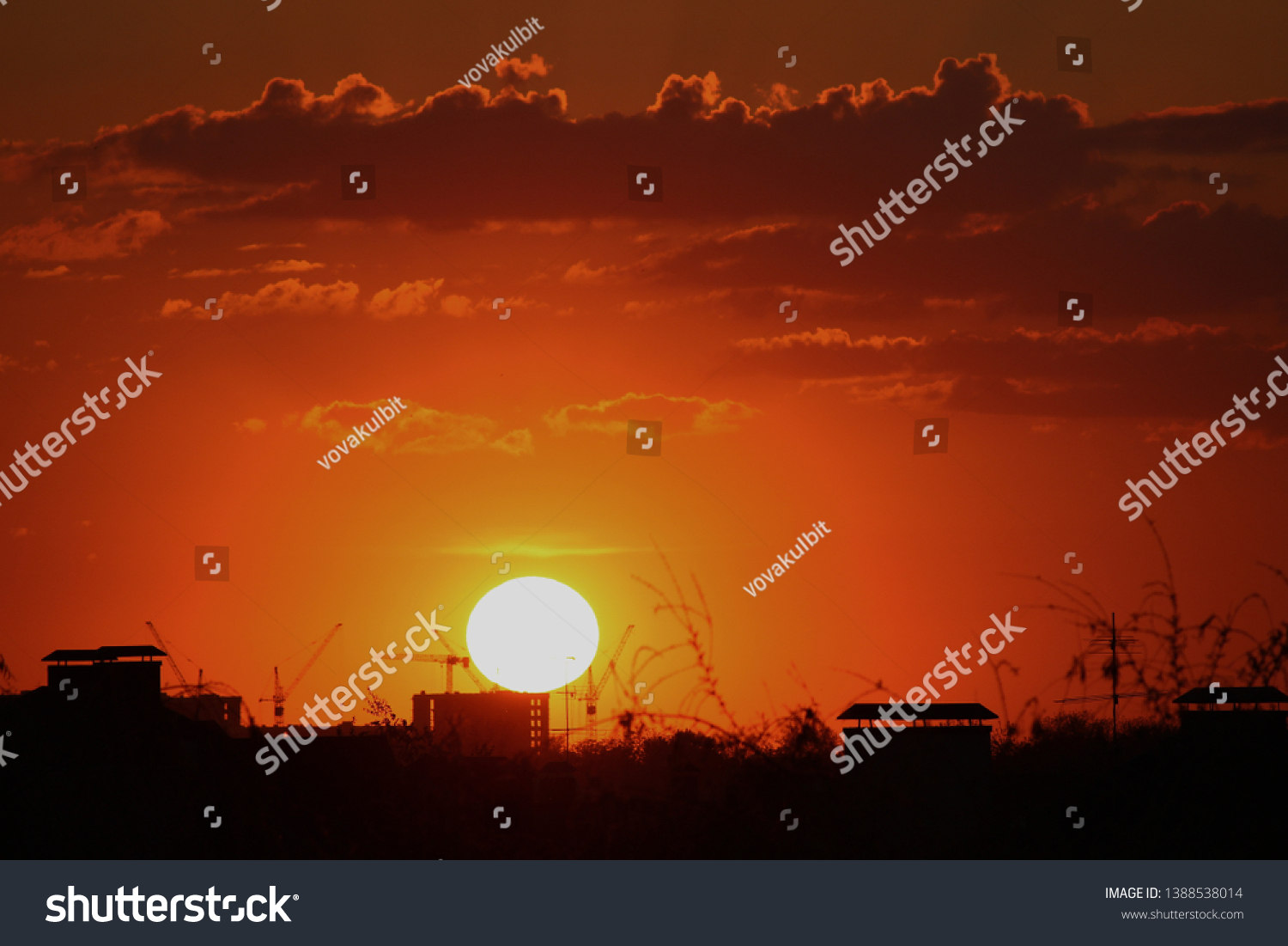 Red sun over the city.