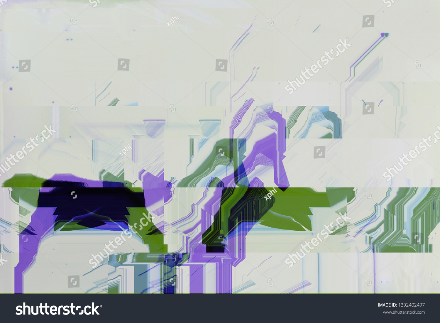 Abstract digital image with glitch effect broken pixel and distortions interference tv or computer screen failure ink and mix media digital art.