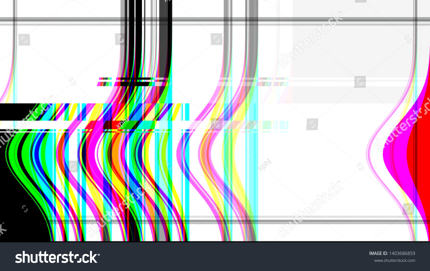 Aesthetic old retro tv test image tv snows tv bars VHS GLITCH EFFECT. 3d or primary colors diffraction flawing technologies designing patterns broken pixel various errors bug …