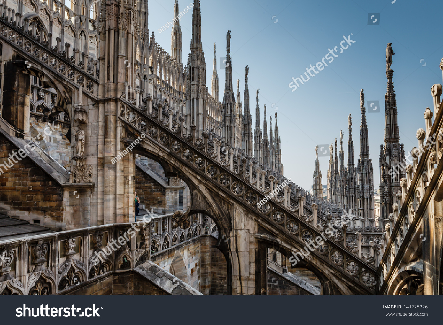 Roof of the Famous Milan Cathedral  Lombardy  Italy