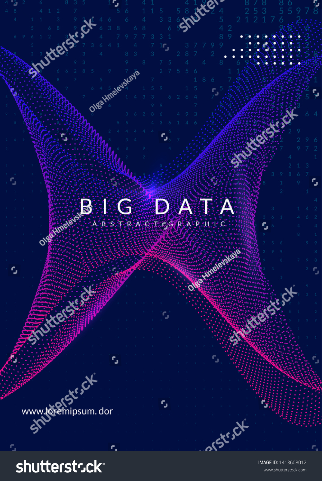 Visualization background. Technology for big data  artificial intelligence  deep learning and quantum computing. Design template for database concept. Vector visualization backdrop.