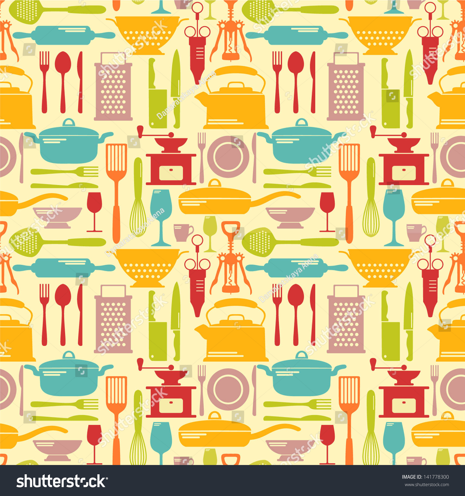 Seamless kitchen vector background