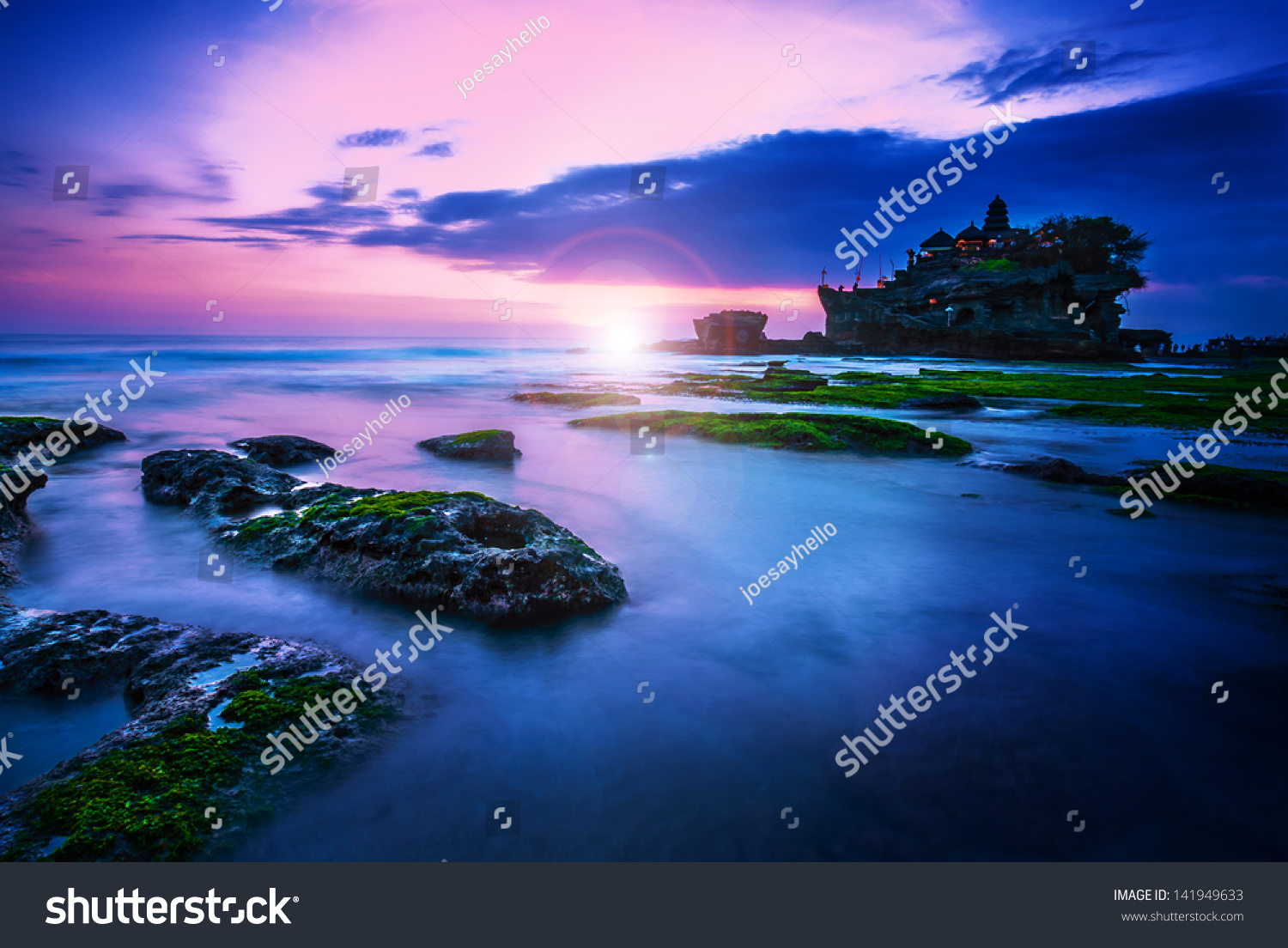 BALI Landmark Tanah Lot temple in sunset. Bali island  indonesia