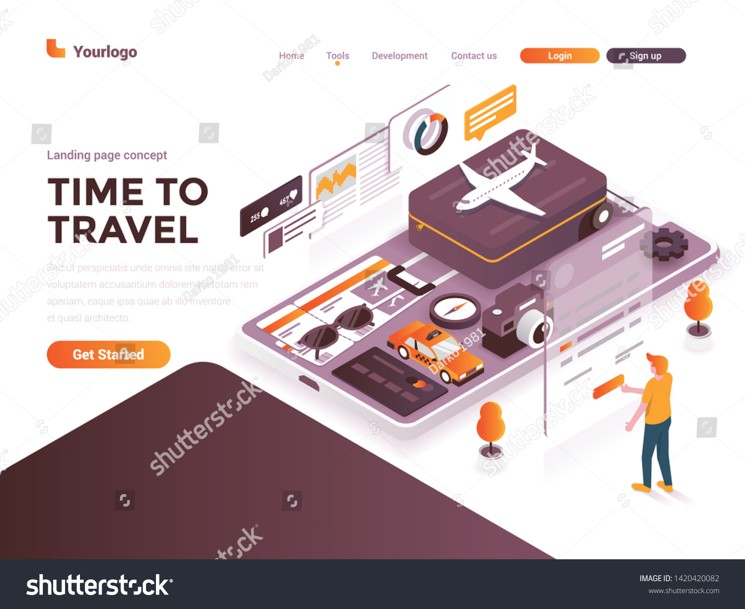 Modern flat design isometric concept of Time o Travel for website and mobile website. Landing page template. Easy to edit and customize. Vector illustration