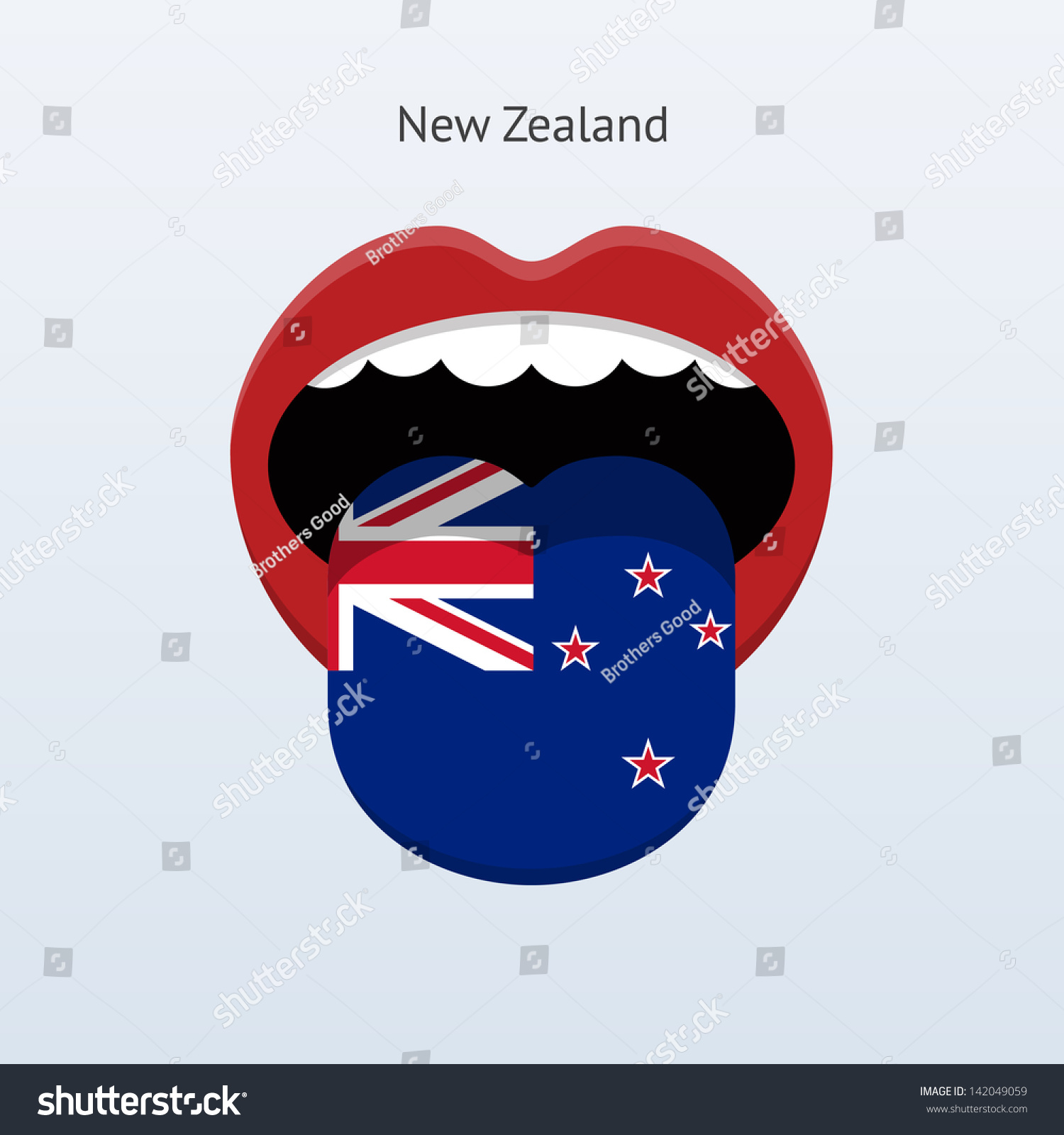 New Zealand language. Abstract human mouth. Vector illustration.