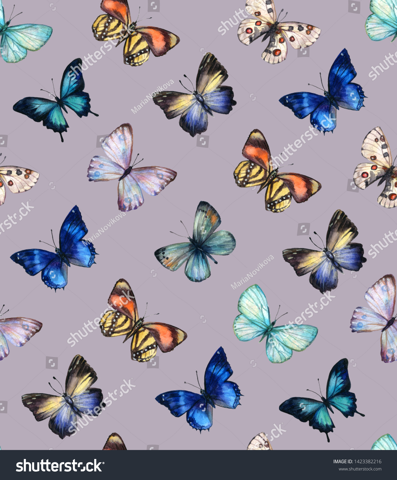 Watercolor butterfly seamless pattern hand drawn texture_站酷海洛_正版图片_视频 ...
