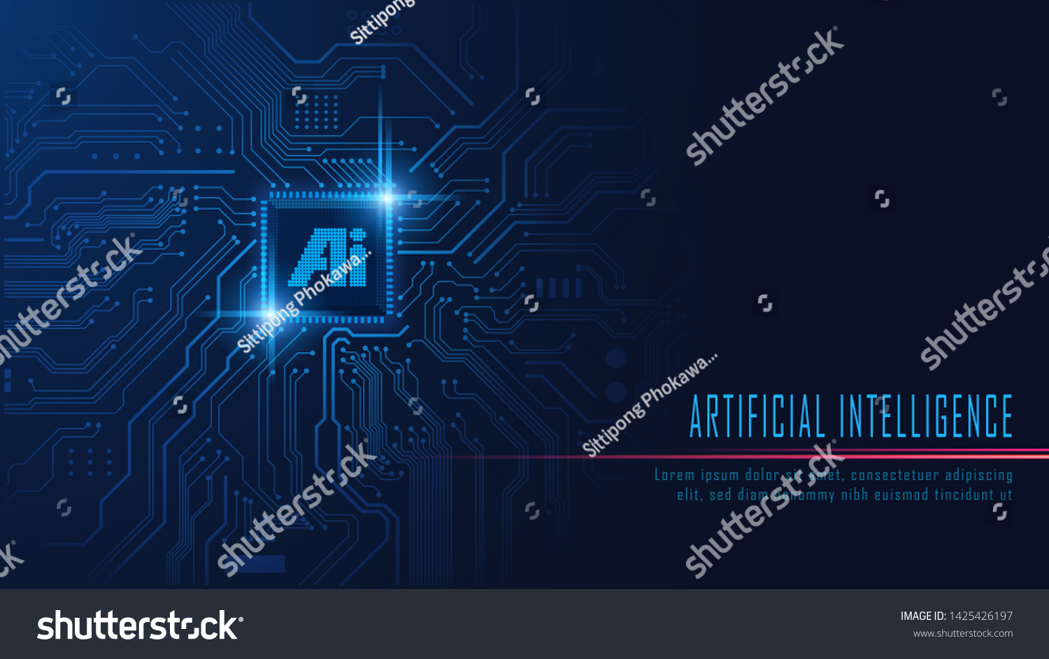 Ai chipset on circuit board in futuristic concept suitable for future technology artwork   Responsive web banner