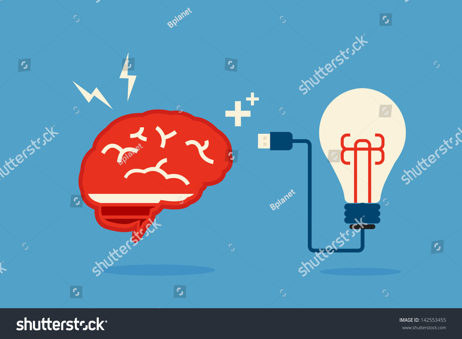 brain and bulb idea  minimal art vector design
