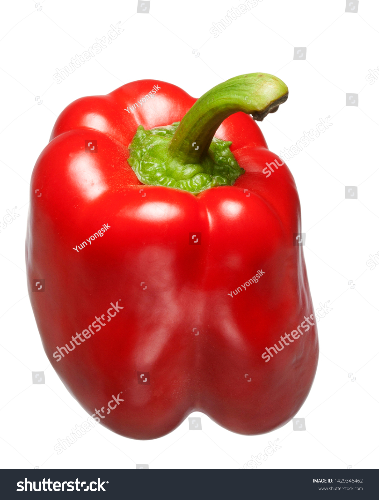 fresh red bell pepper on white background