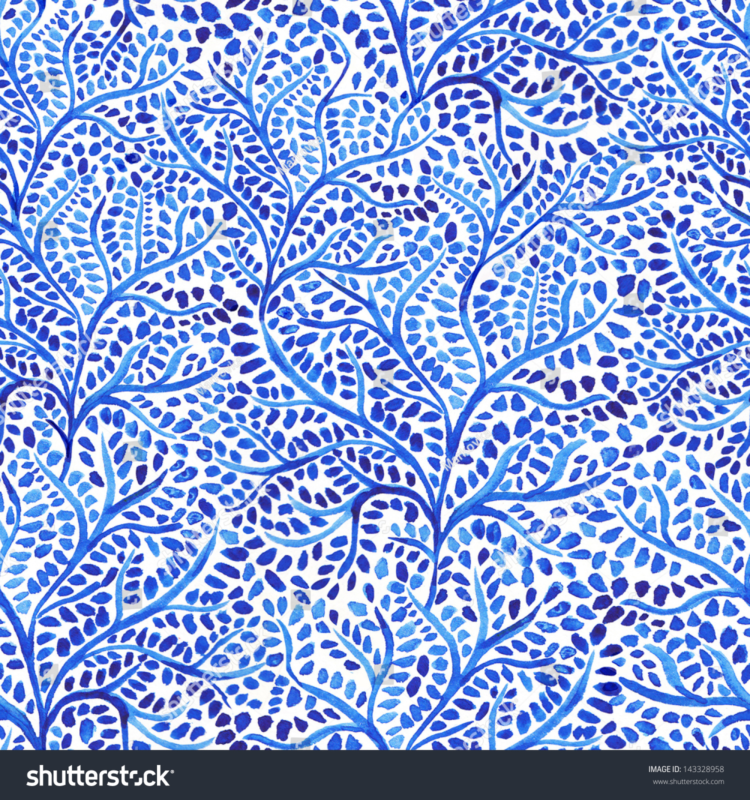 Watercolor Retro seamless pattern with trees.Seamless Tree Pattern. Seamless tree pattern with watercolor graphic which can be used as wallpaper