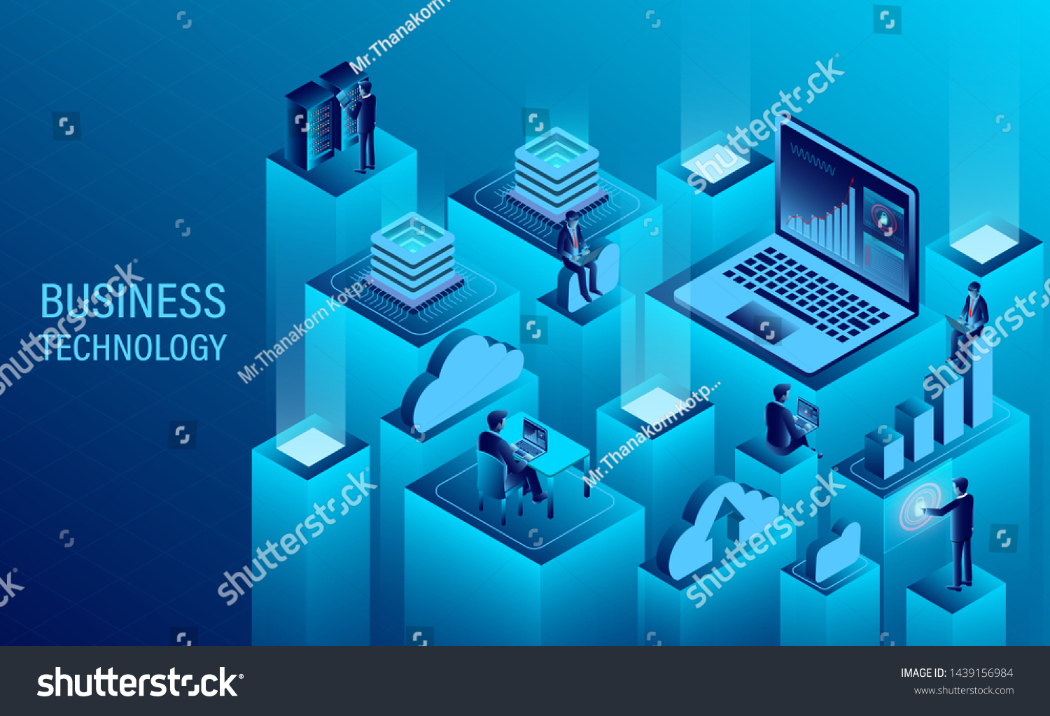 Digital technology concept. cloud computing. new innovative ideas. isometric vector illustration