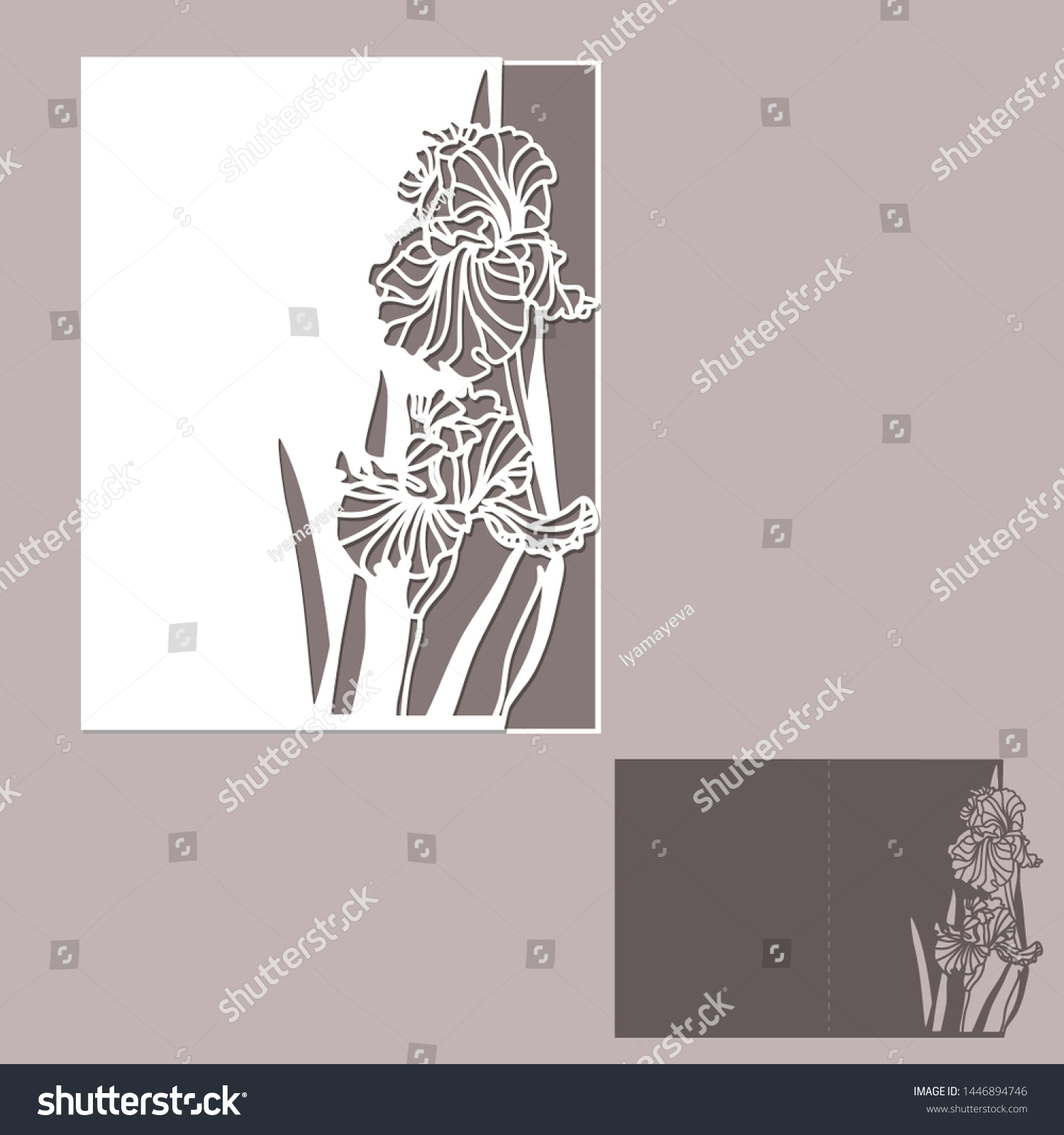 Flower iris Laser cutting template for decoration  wedding cards  invitations  interior decorative elements