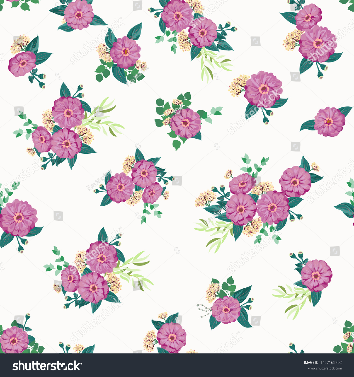 Seamless cute pattern in small flowers. Summer millefleurs. Floral ...