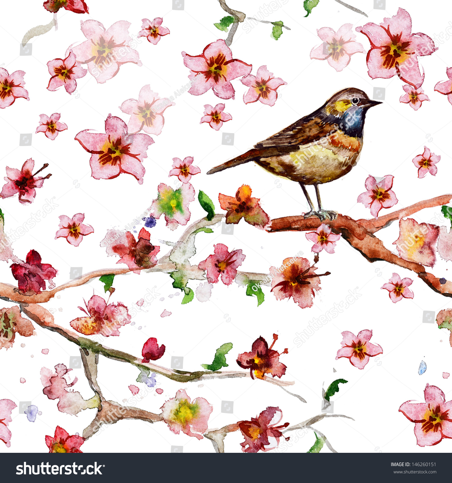 Flower seamless texture watercolor