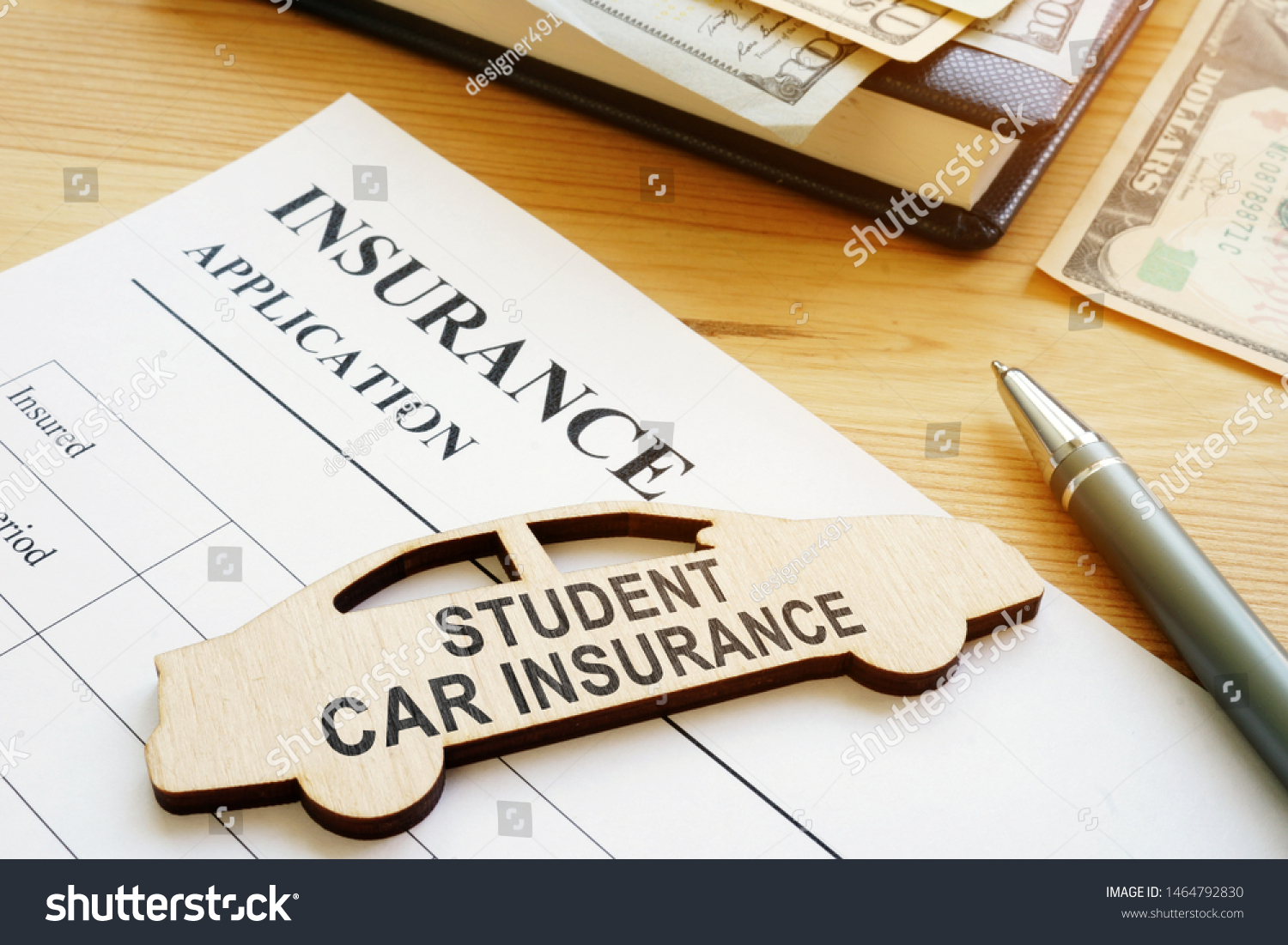 Student car insurance form for signing.