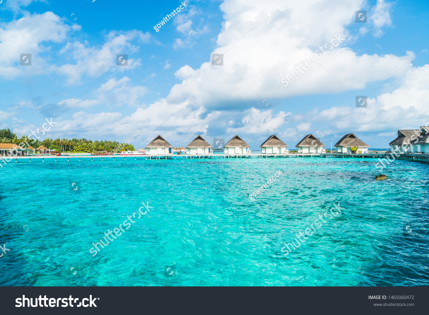 tropical Maldives resort hotel and island with beach and sea for holiday vacation concept - boost up color processing style