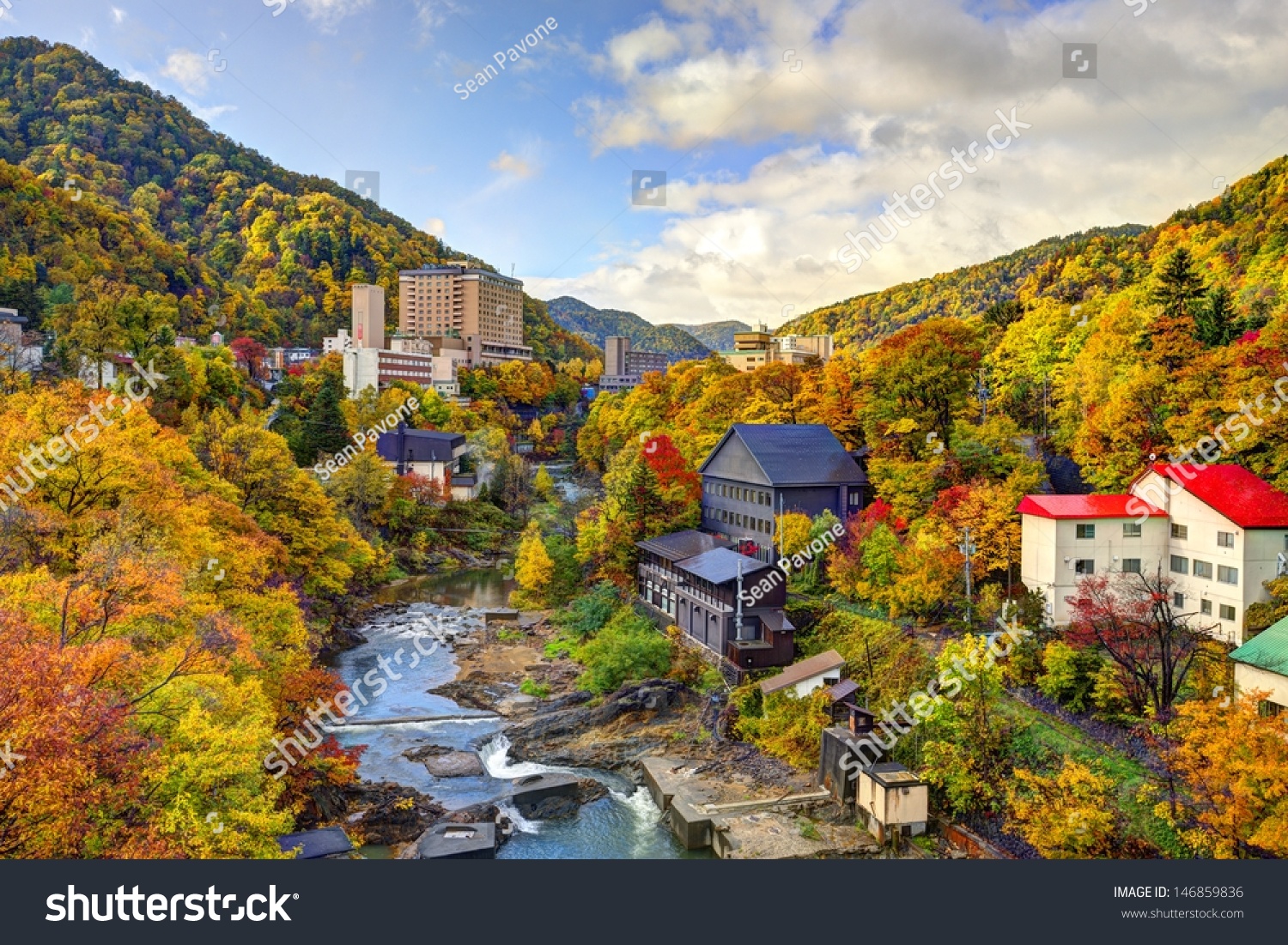 Hot springs resort town of Jozankei  Japan in the fall.
