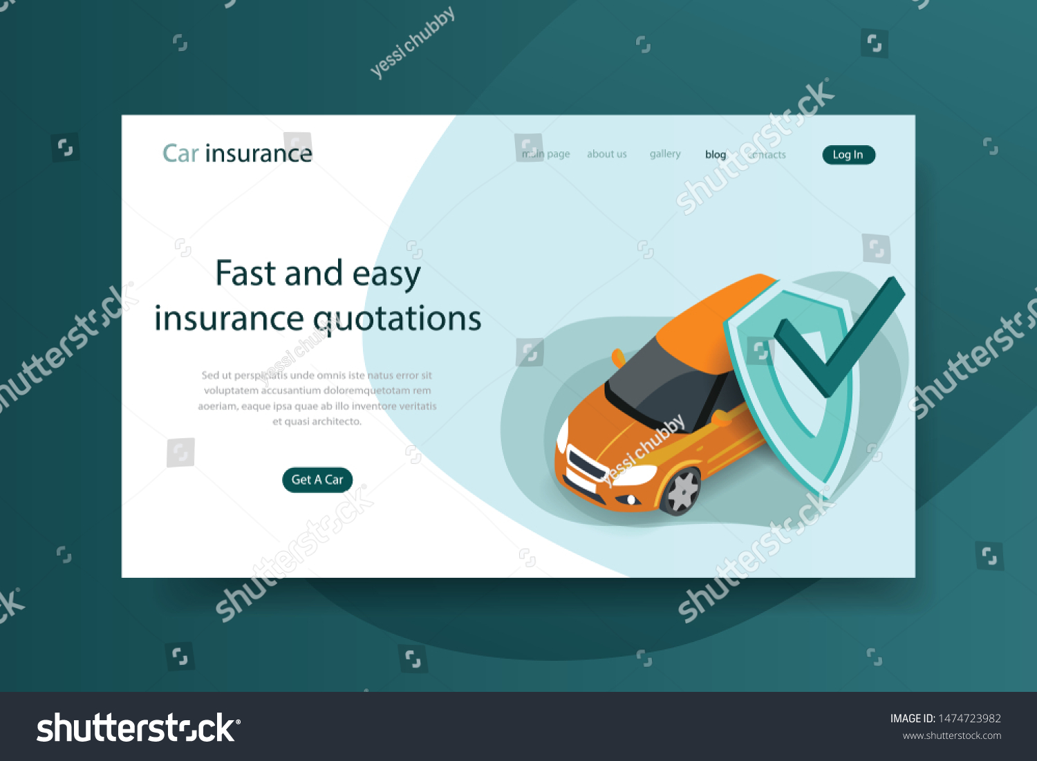 Car insurance webpage template. vehicle insurance. Modern vector illustration.