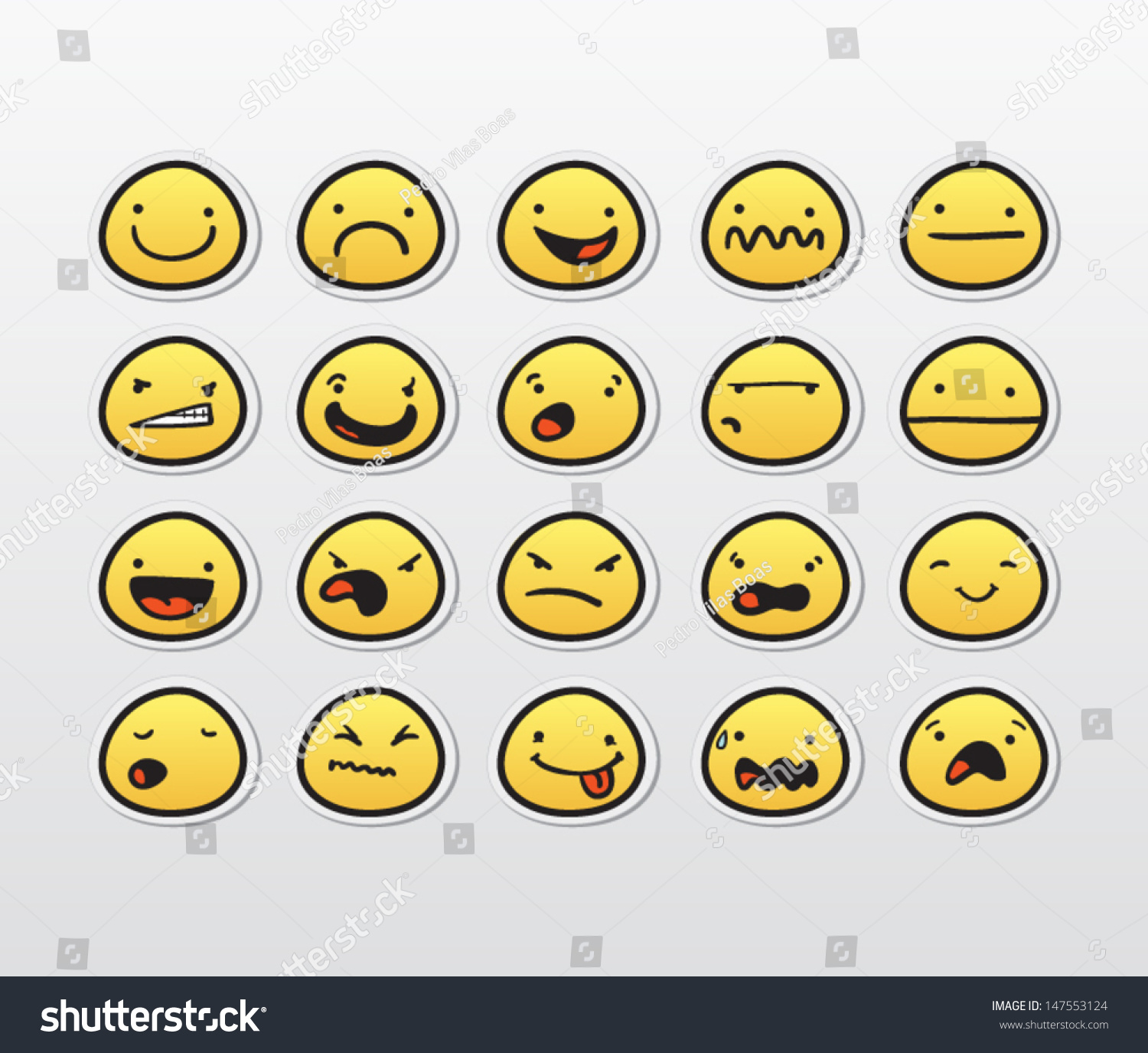 Funny smiley faces with different expressions