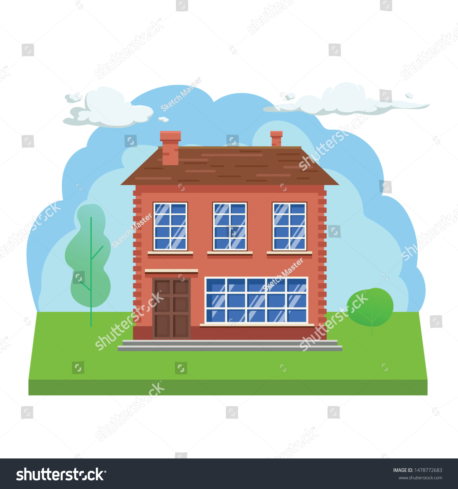 flat town house illustration