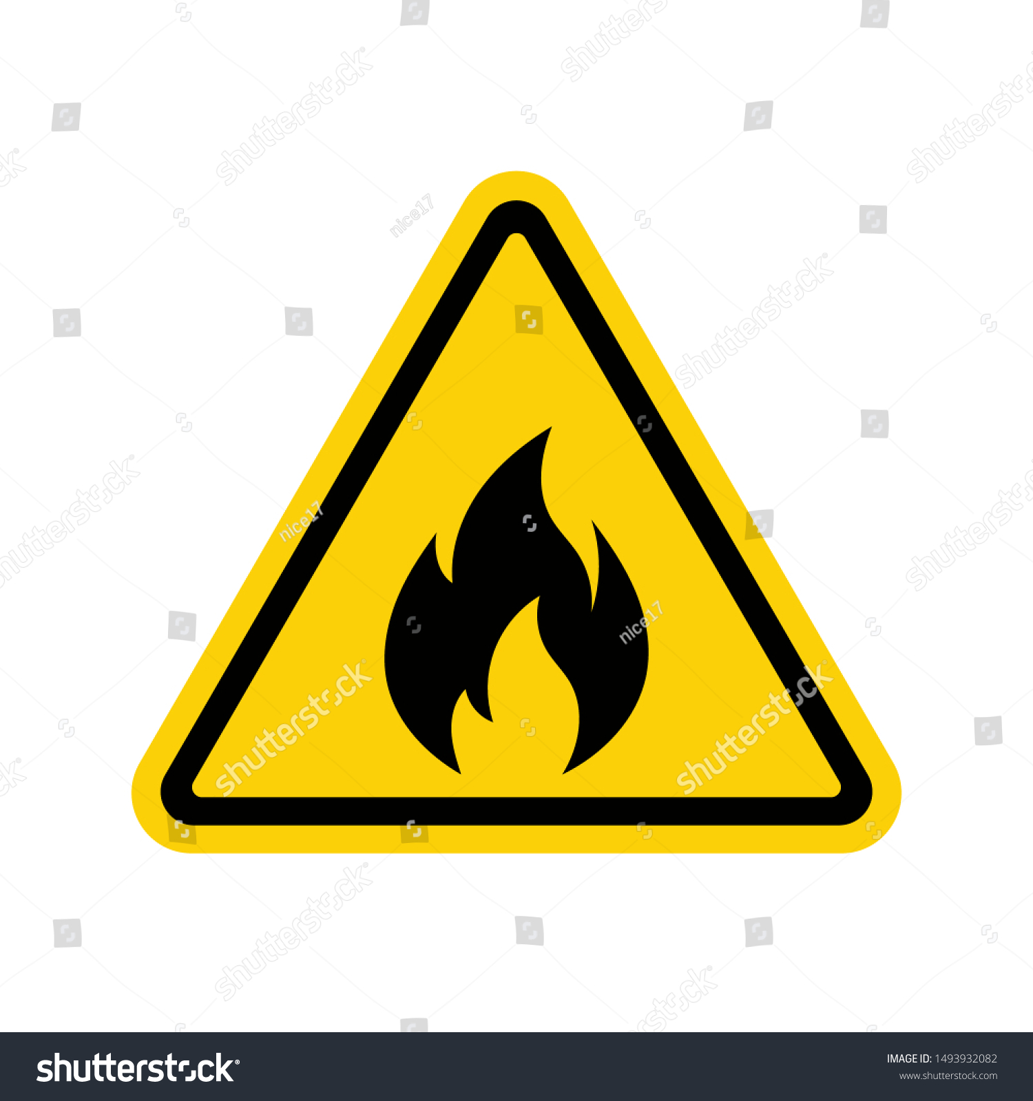 fire warning sign in yellow triangle