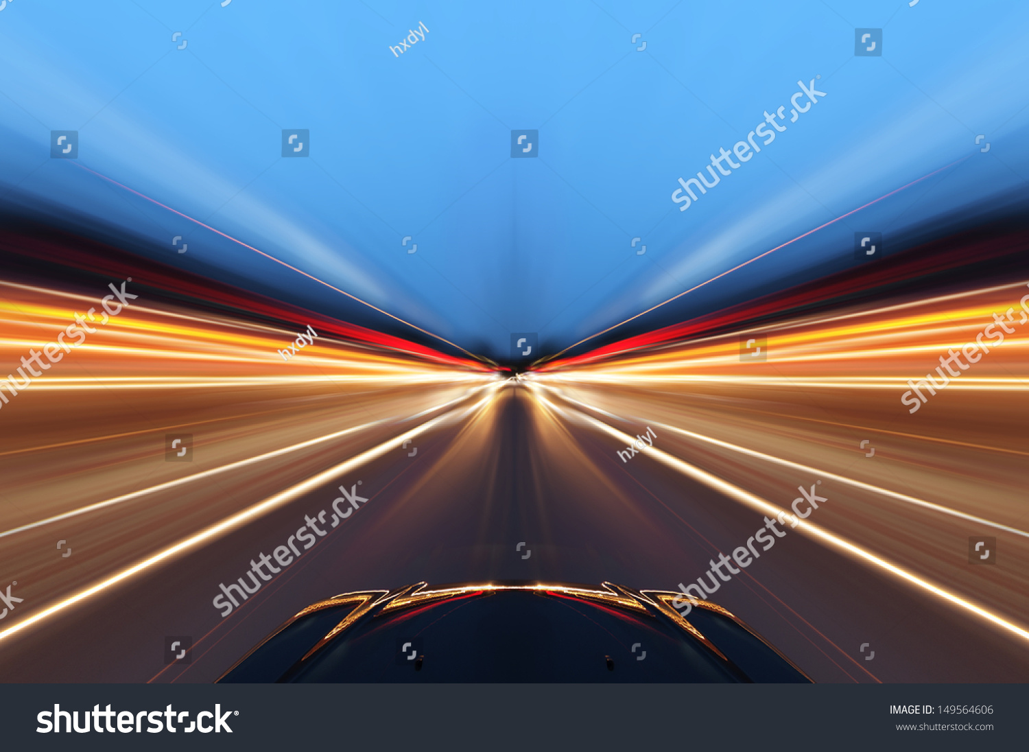 car on the road with motion blur background