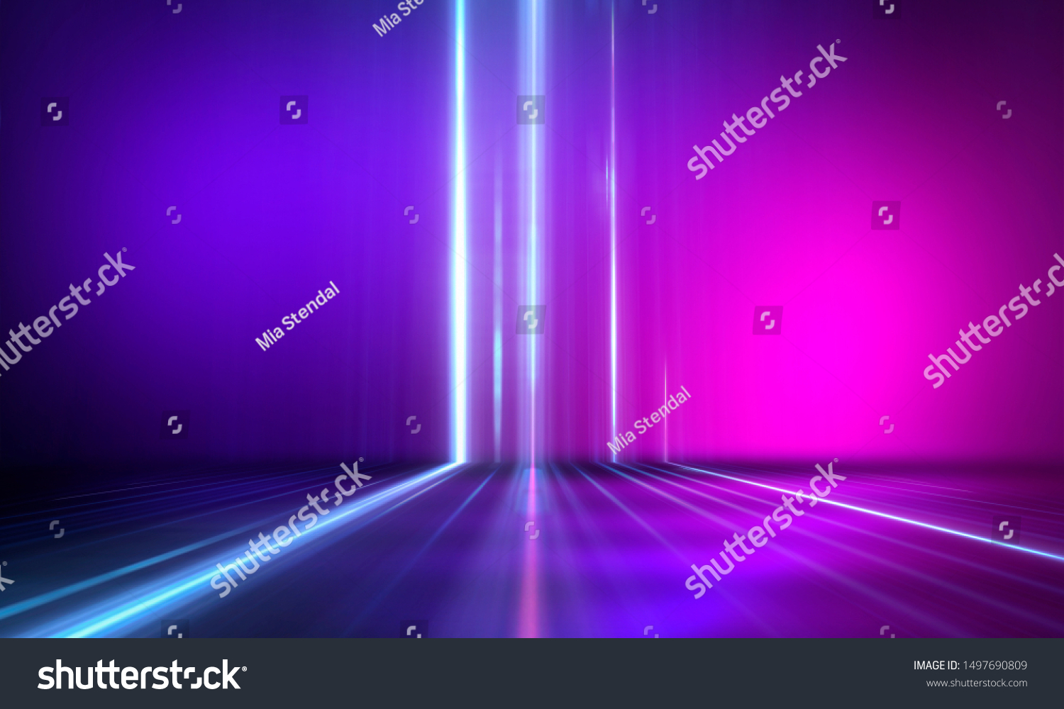 紫外线抽象光。二极管胶带 光线。紫色和粉红色梯度。现代背景 霓虹灯。空舞台 聚光灯 霓虹灯。抽象光。