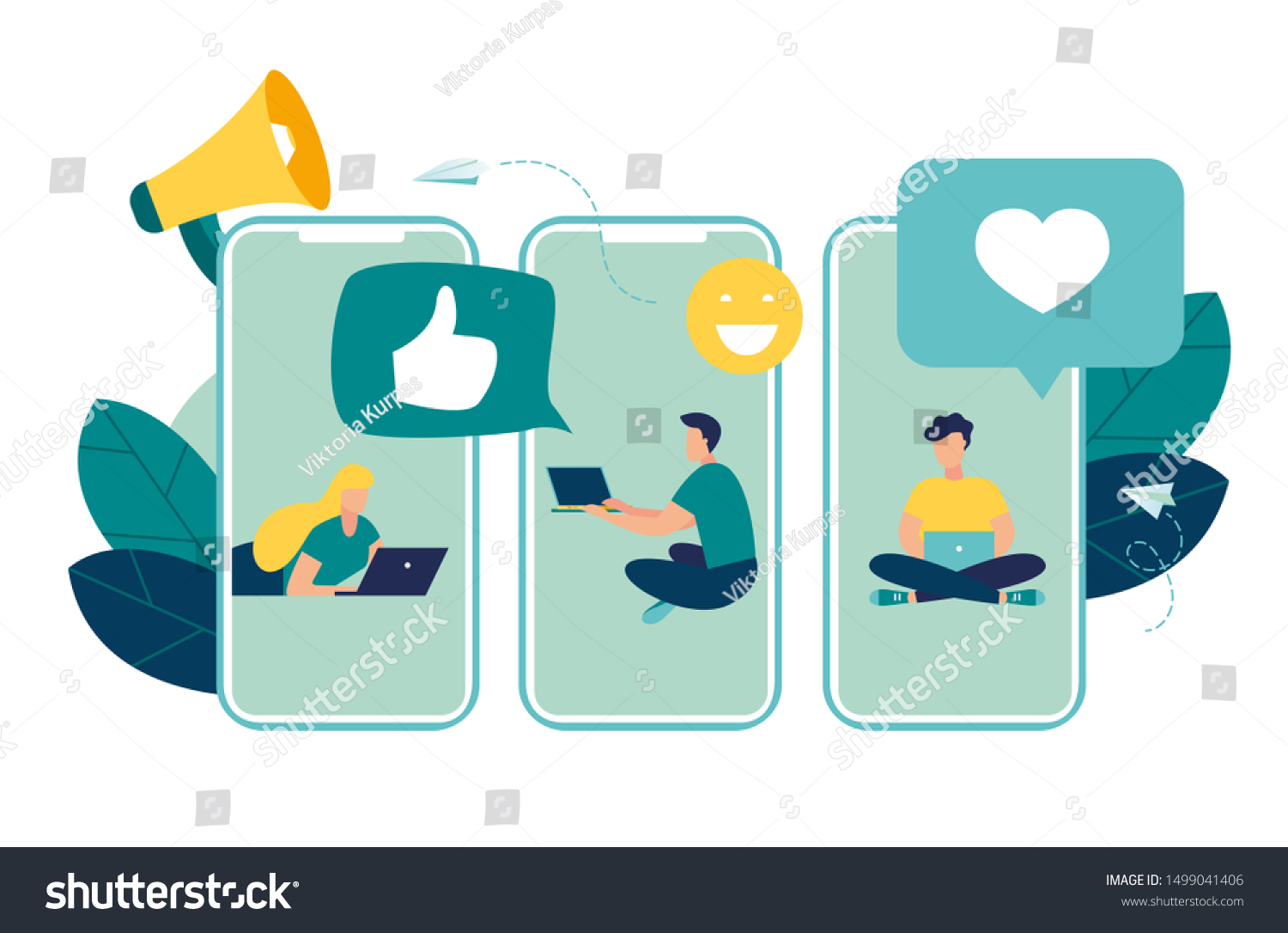 Vector illustration  communication phone  people and social networks.