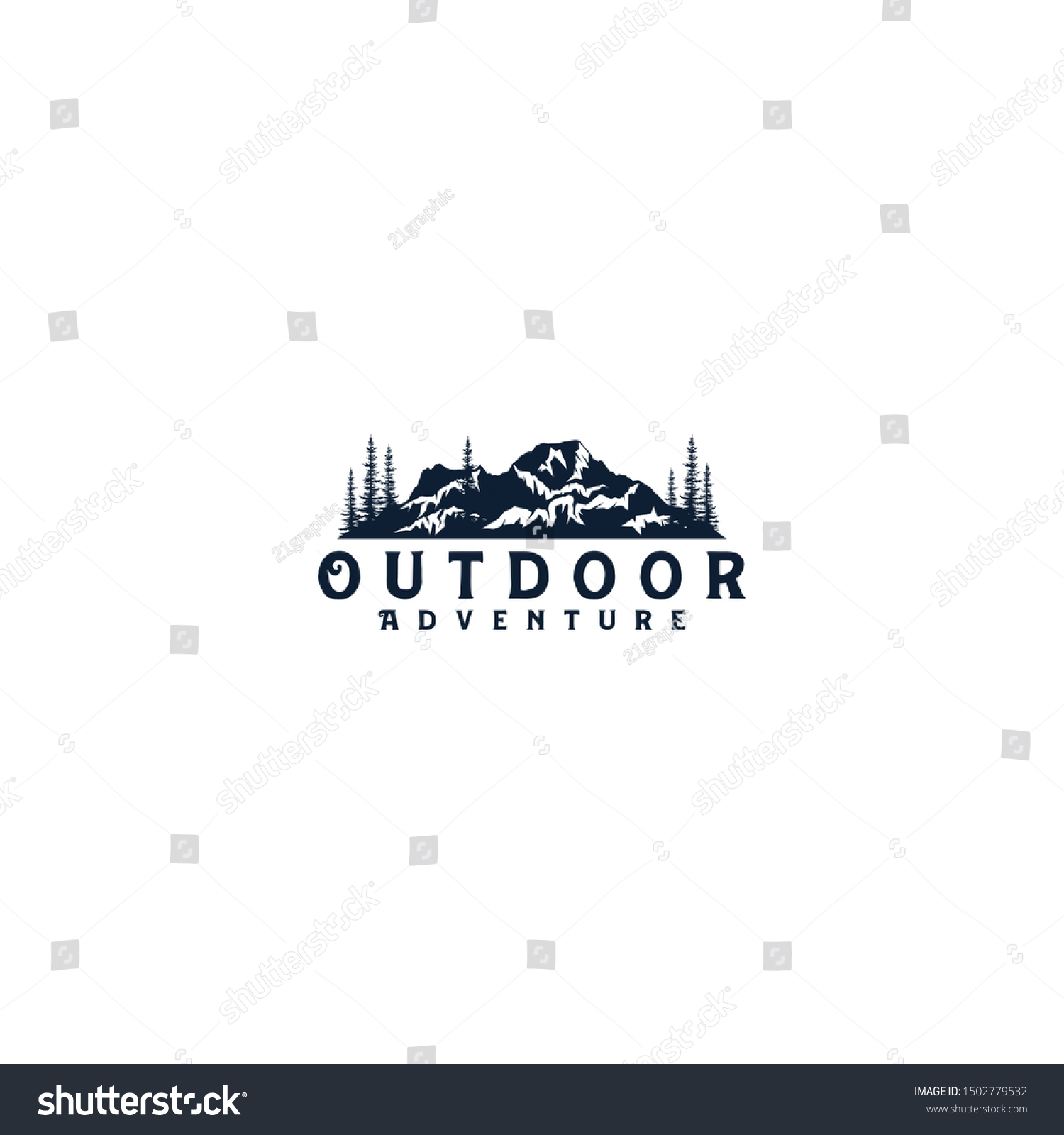 Outdoor mountain nature logo - adventure wildlife pine tree forest ...