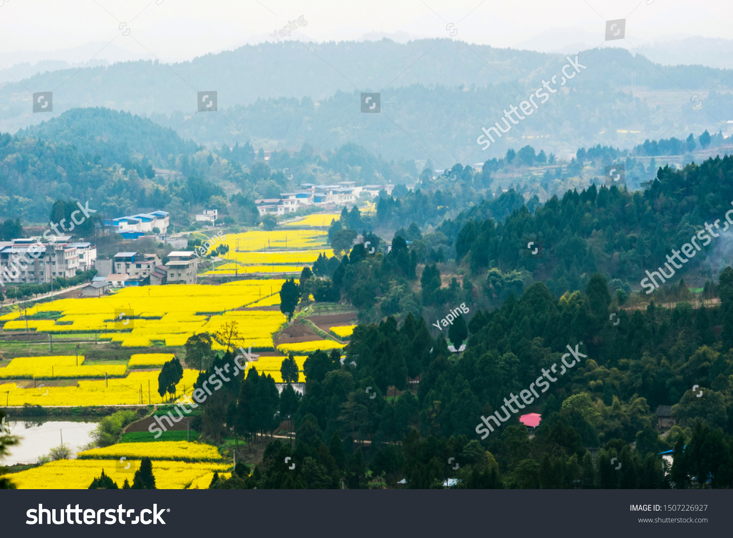 Mountain village in the morning  Mianyang City Sichuang China.