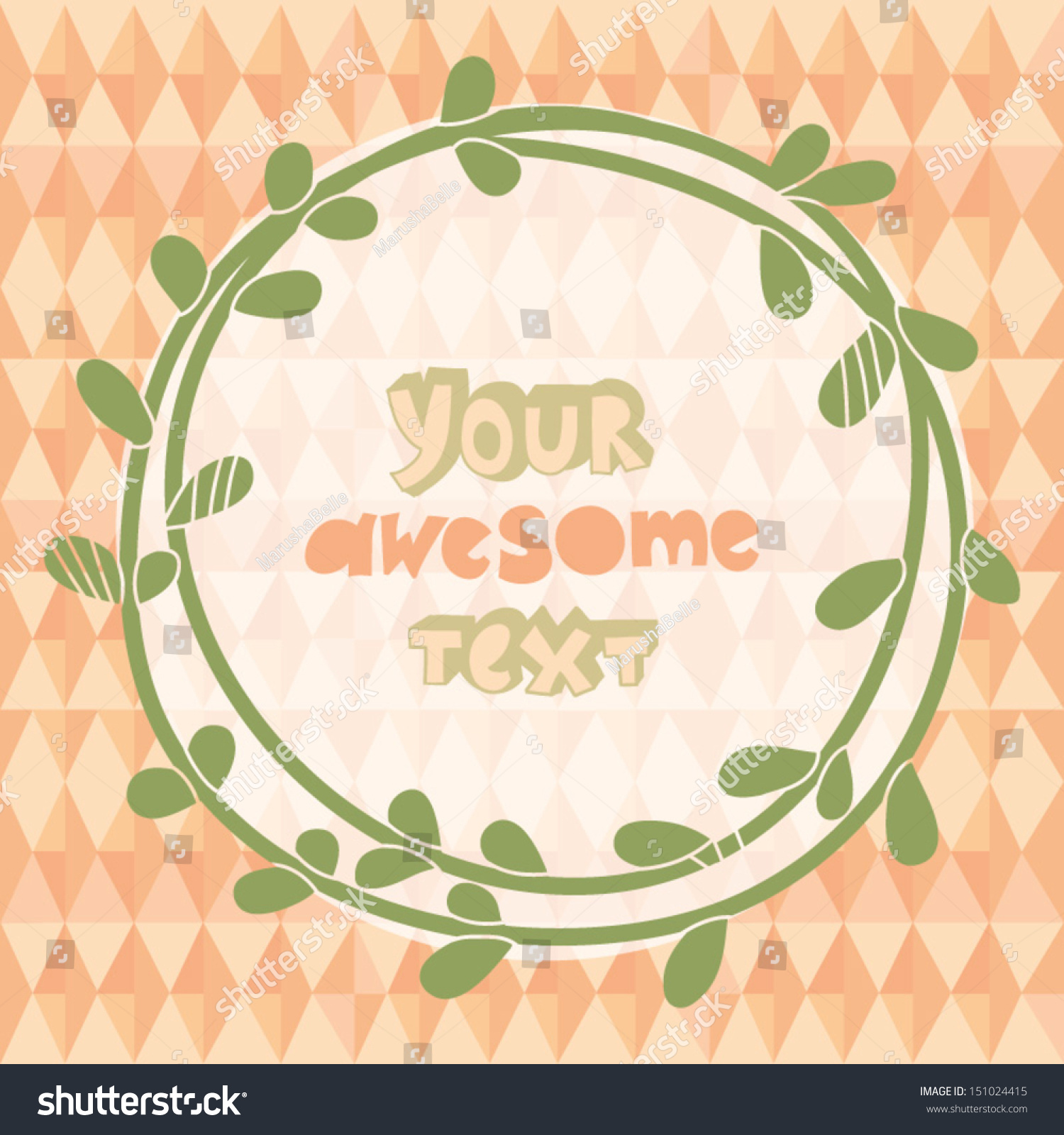 Beautiful greeting card with floral wreath and geometric background.Bright illustration  can be used as creating card invitation card for wedding birthday and other holiday and cute summer background.