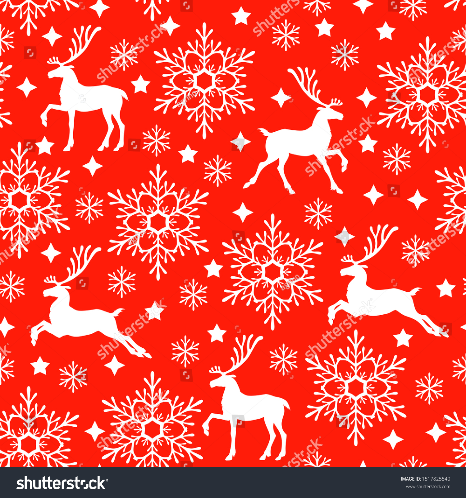 Vector illustrations of Christmas pattern seamless with deer and ...