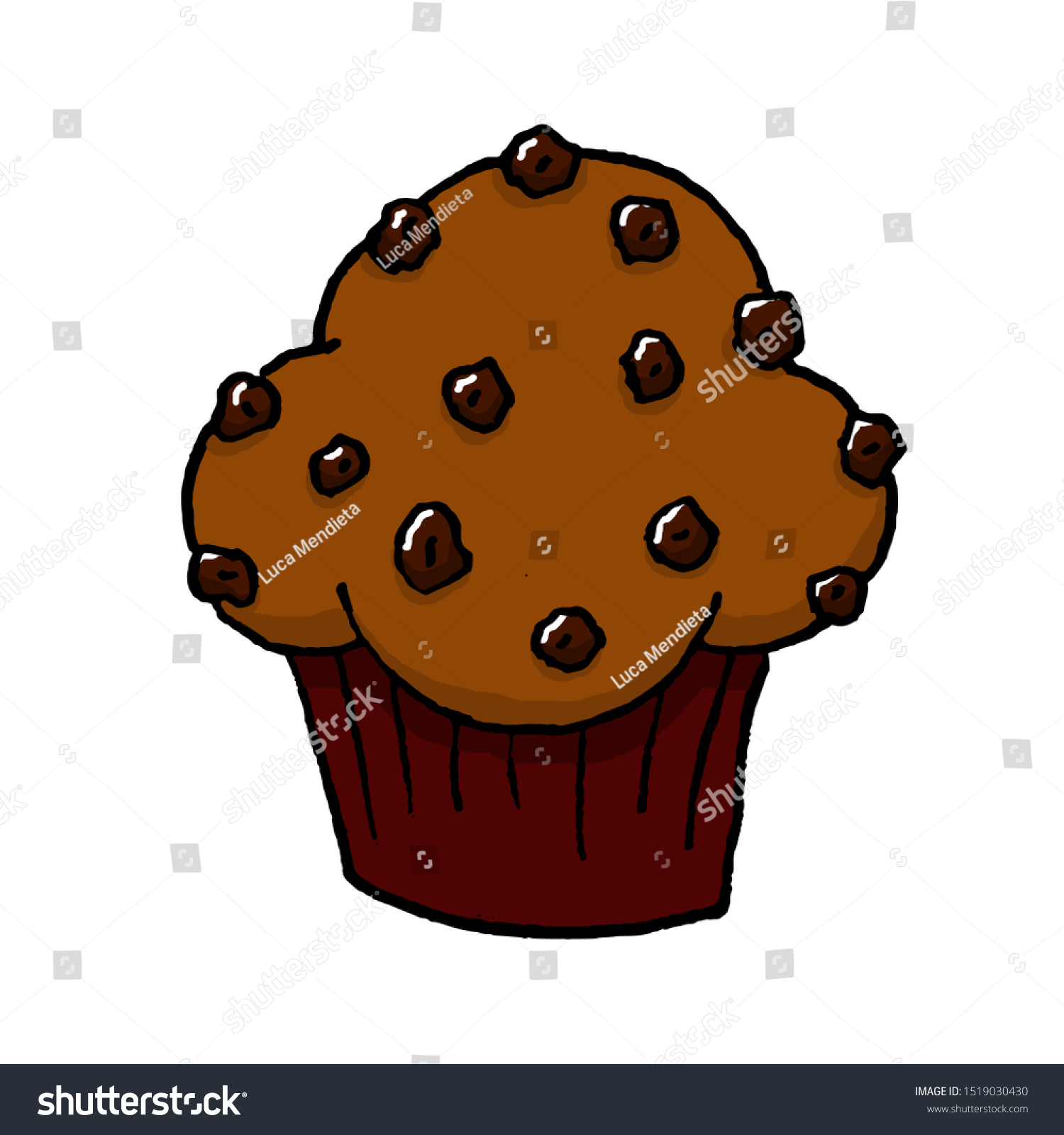 an illustration of a chocolate chip muffin