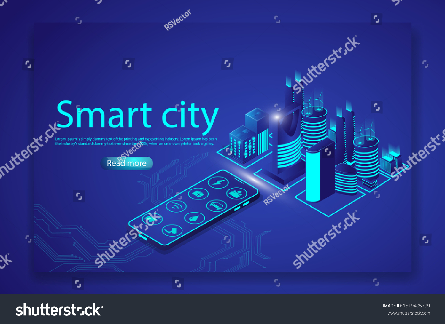 Isometric city and capital Intelligent buildings. website template and landing page design. Vector illustration in 3d style.