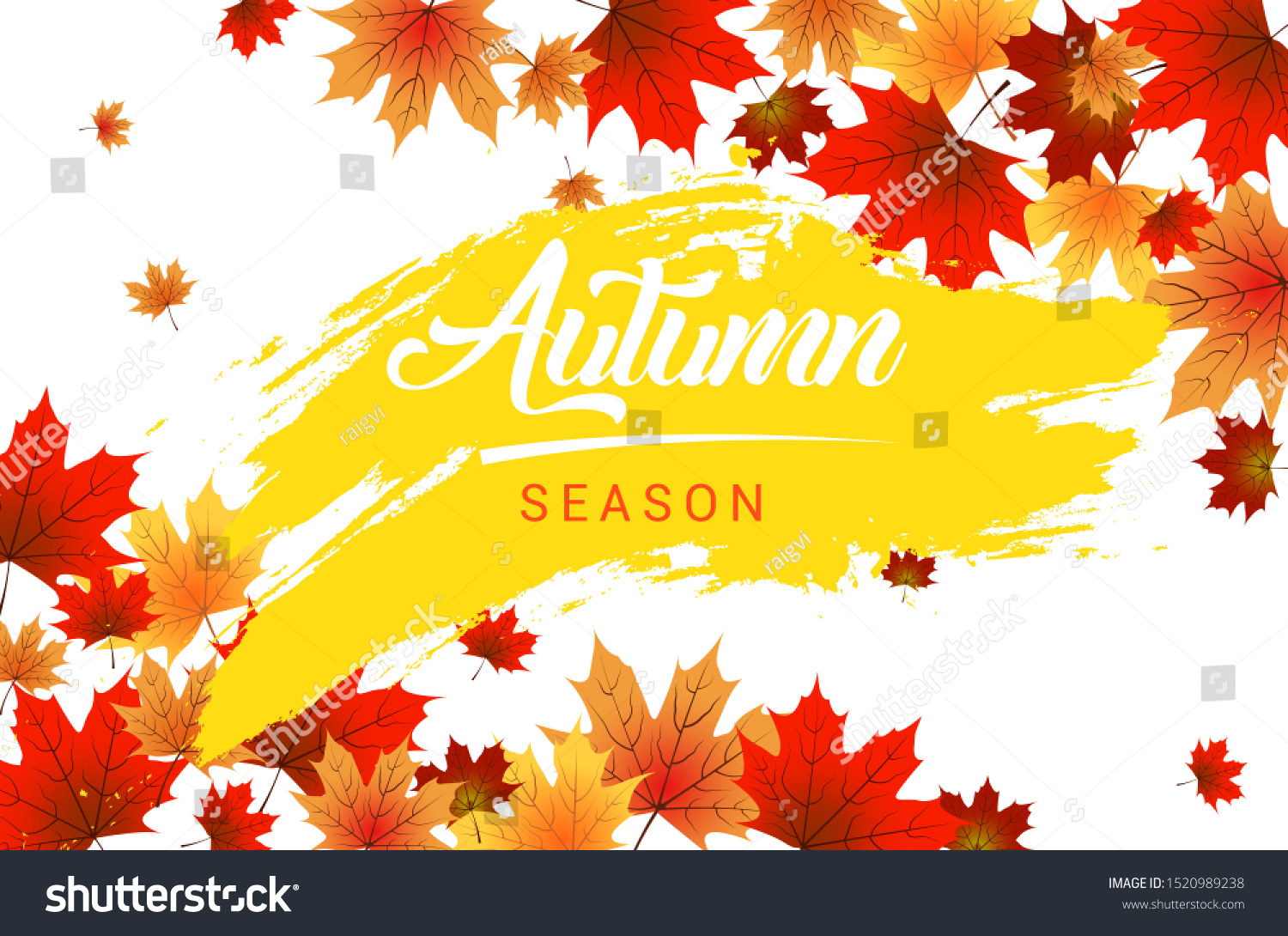 Fall leaves banner set. Swirl autumn leaf background. Nature border decor collection