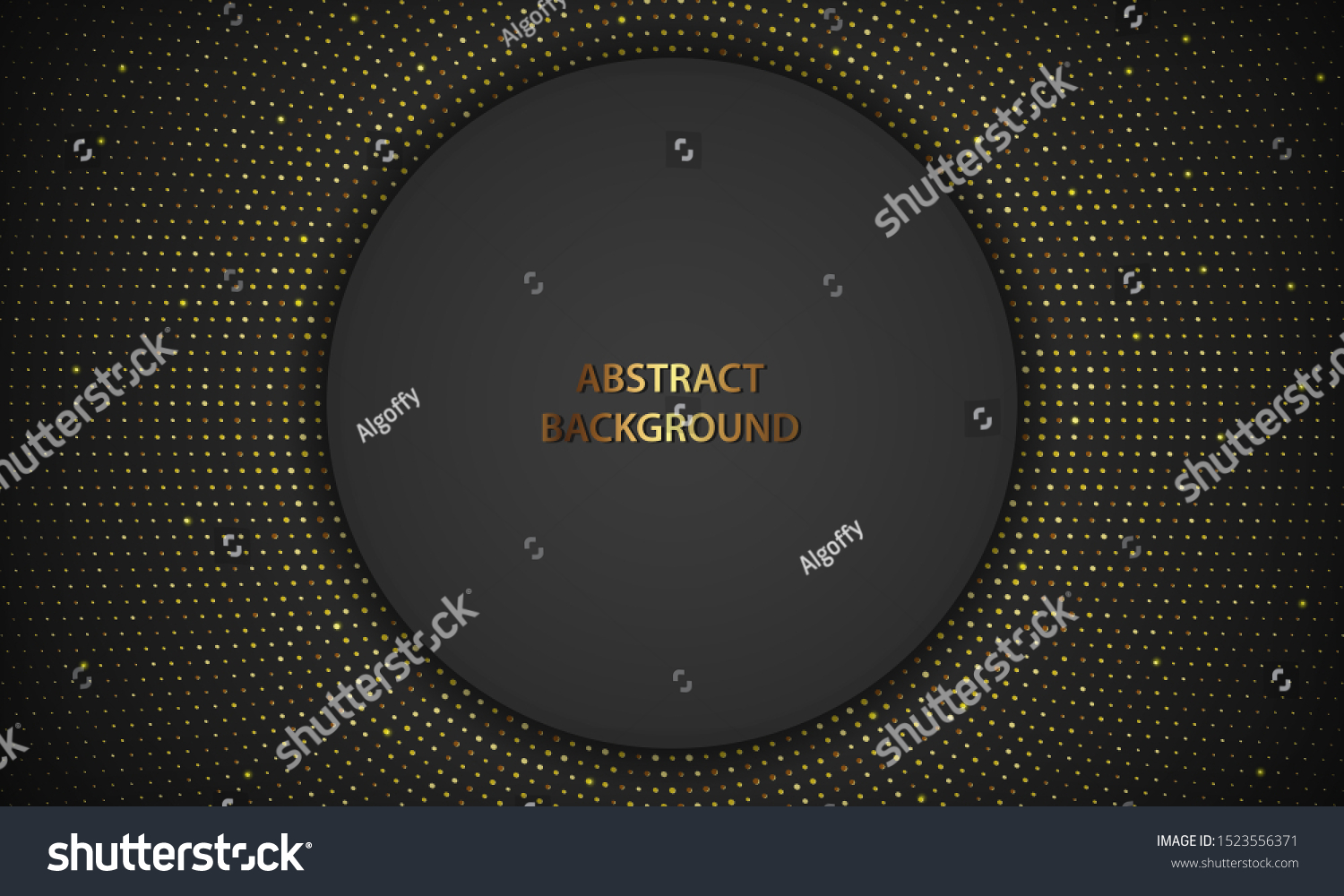 Abstract black luxury background with glowing golden dots halftone. Abstract black papercut textured background with circle shape layer. Vector illustration.