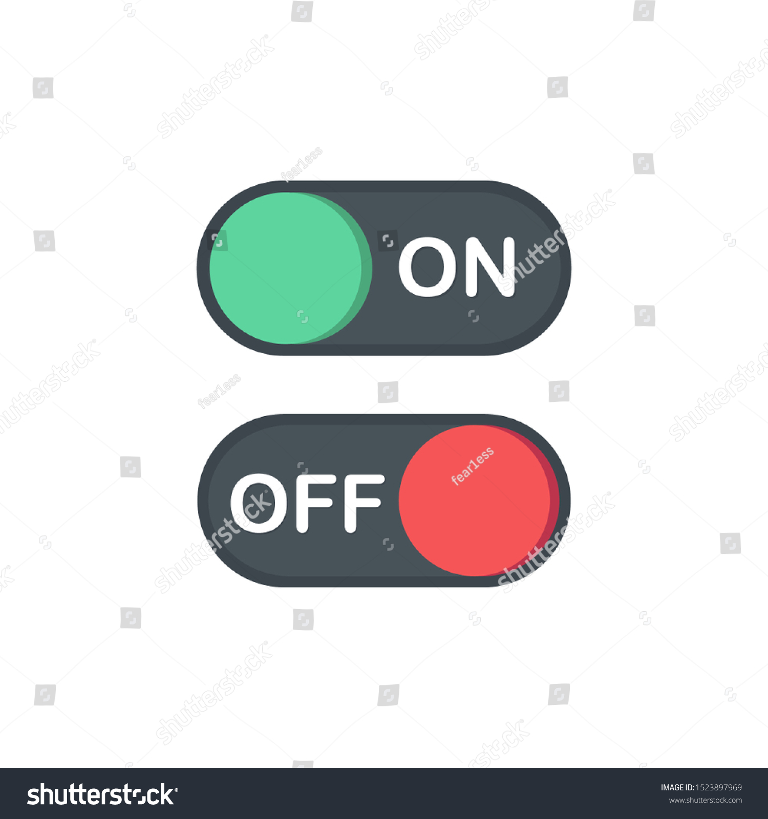 flat icon on and off toggle switch button vector format