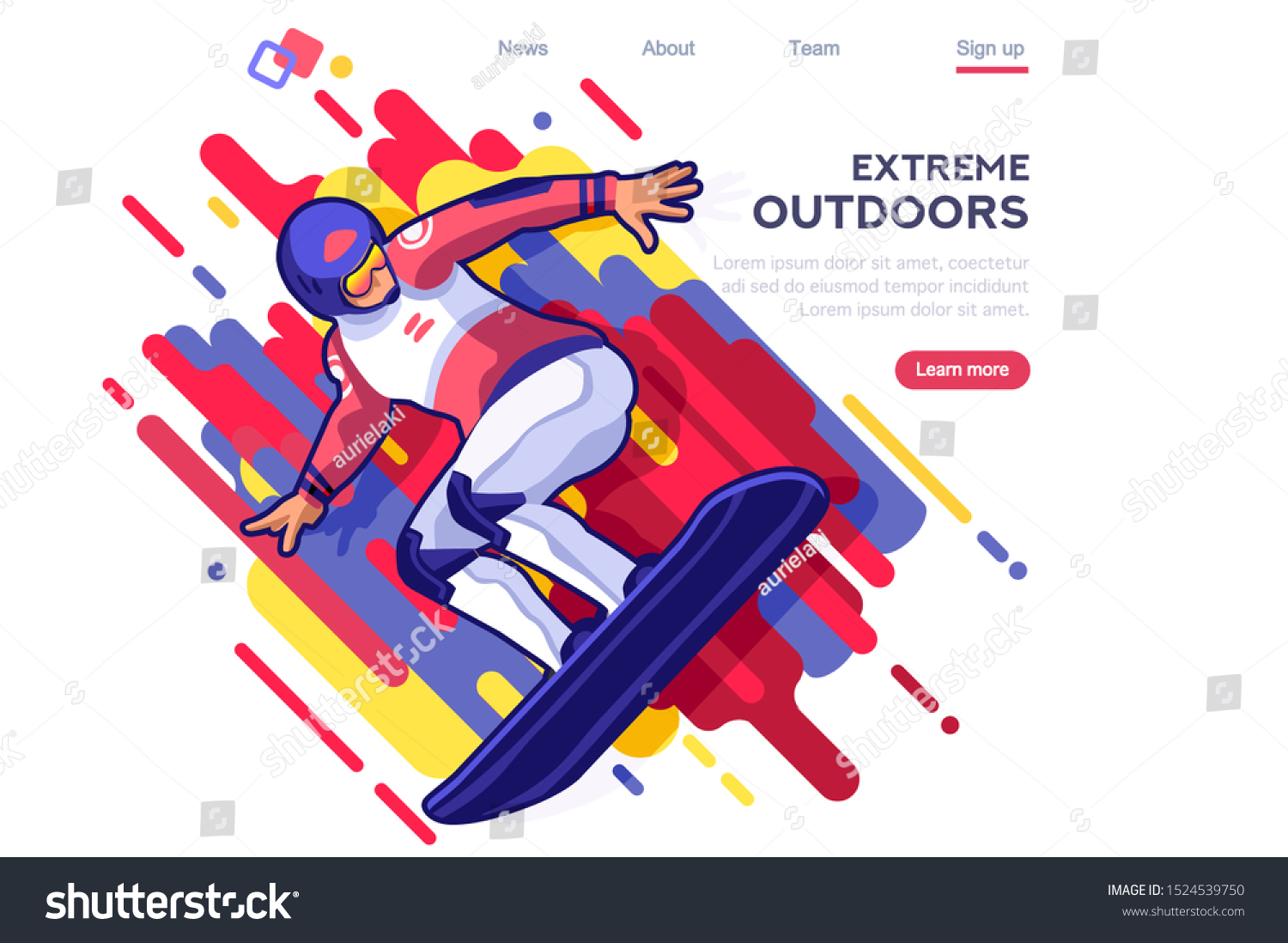 Snowboard  jumps in the nature. Male outdoors. Dangerous activity entertainment. Cool clothing for sportsman active. Clothe set. Competition  vacation  extreme road  winter landscape for young people