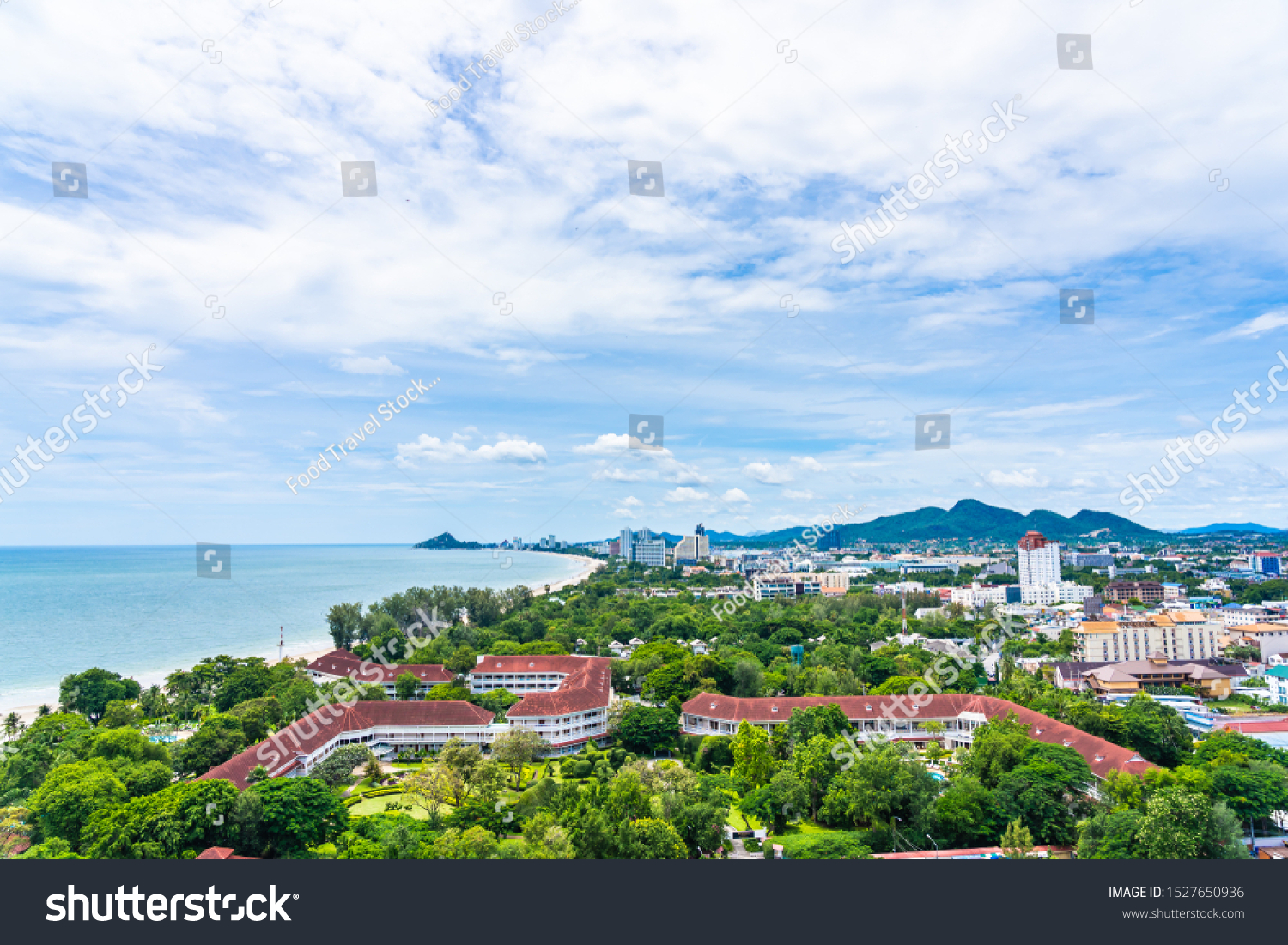 Beautiful landscape and cityscape in hua hin city around sea ocean bay in Thailand