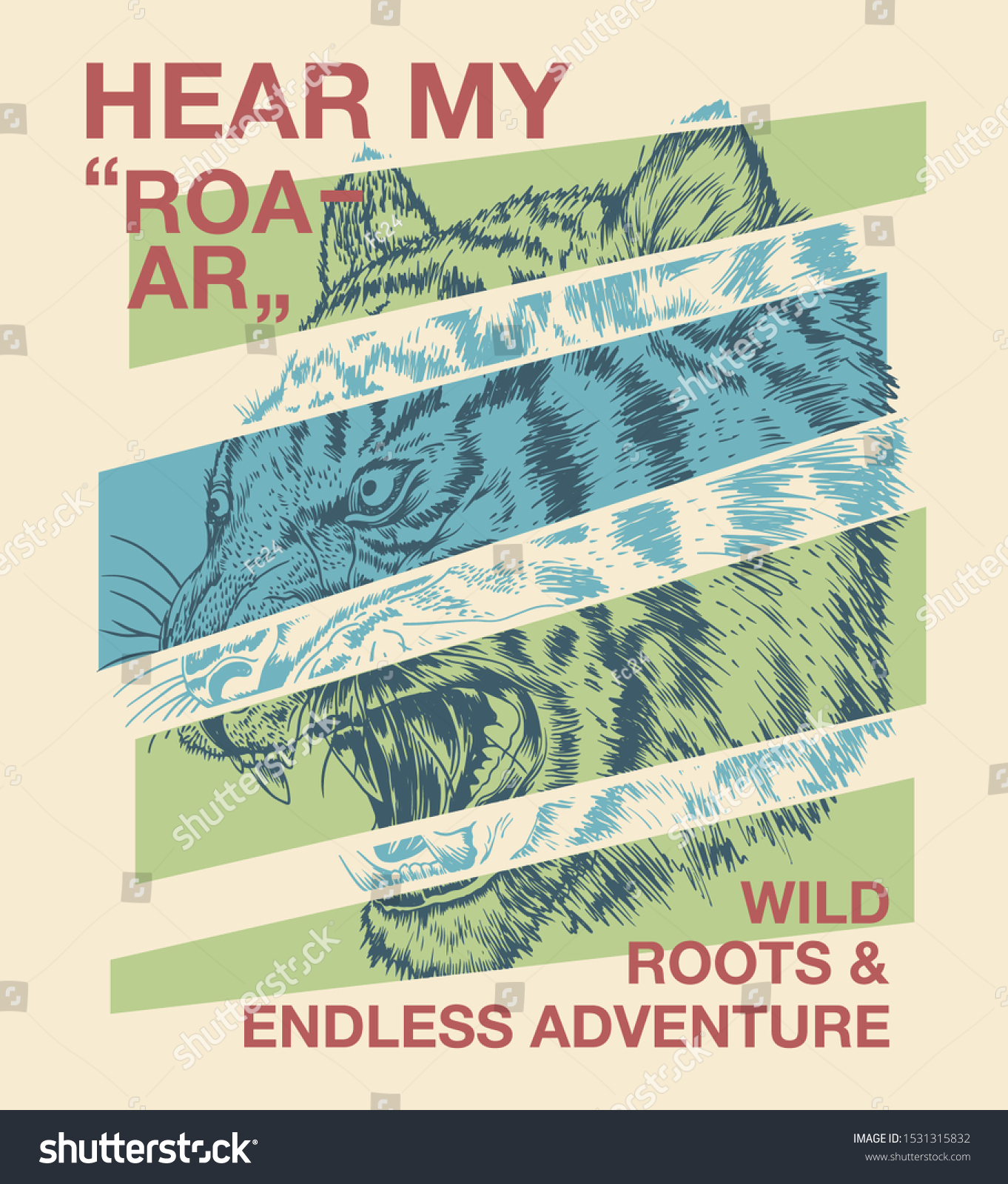 Tiger retro art print with slogan gamer t shirt design