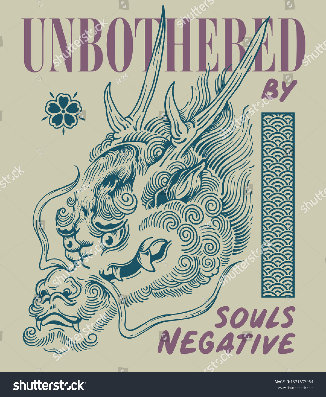 Dragon hand drawn vector print design