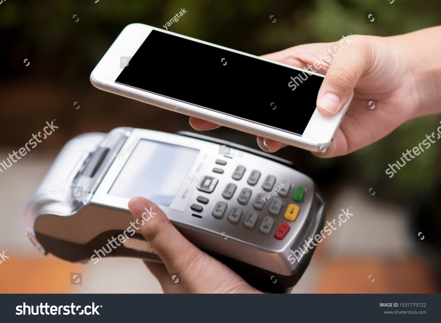 Customer use of mobile phone scan to pay