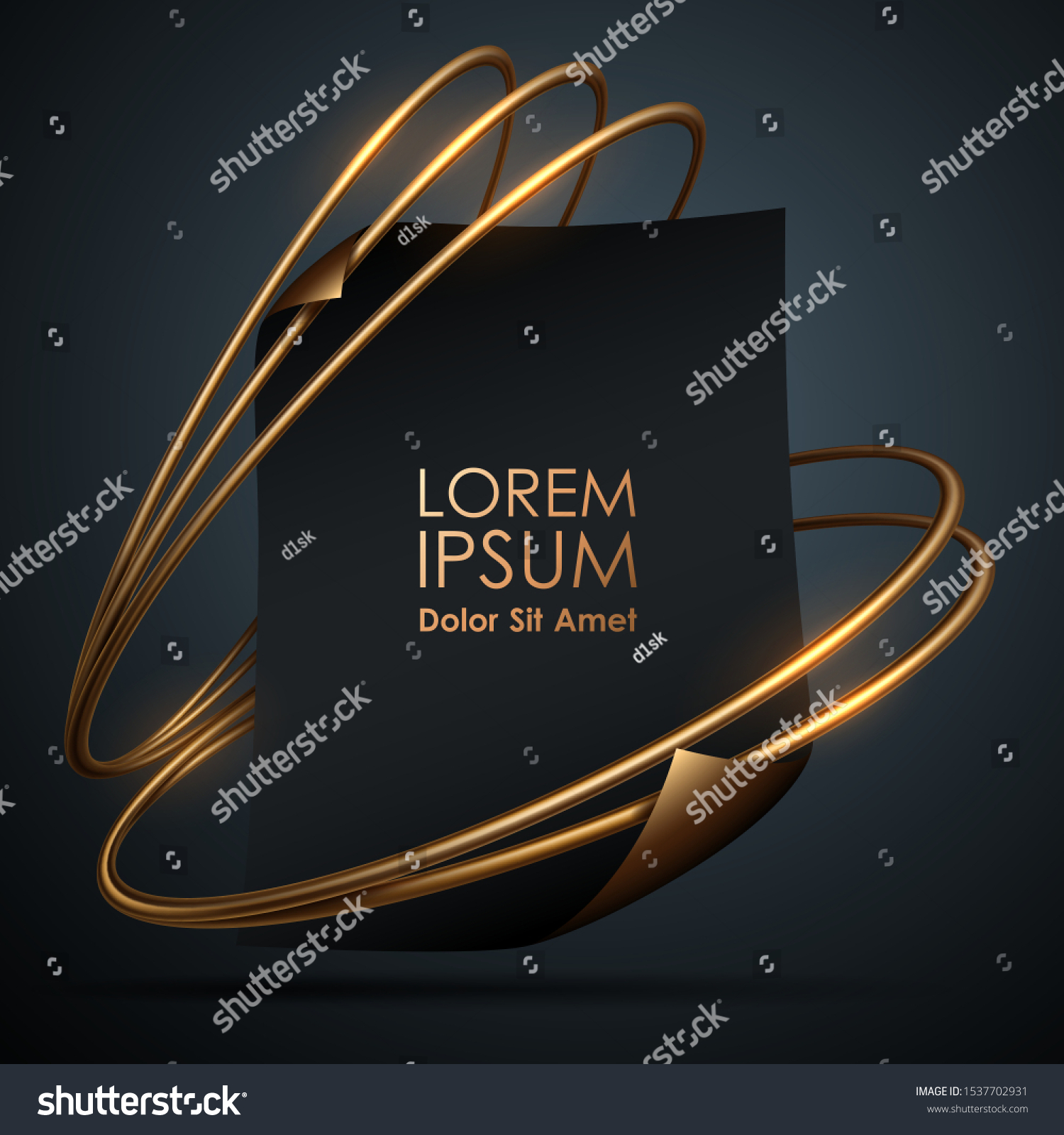 Black paper template with golden rings