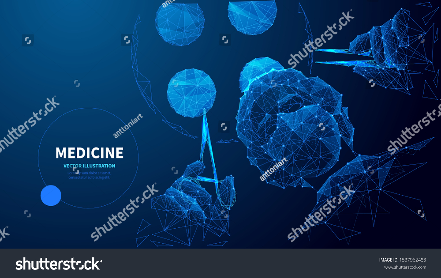 Medicine low poly wireframe vector banner template. Polygonal surgeon in operating room. Surgery 3D mesh art. Emergency help  healthcare. Medic with surgical tool illustration with connected dots