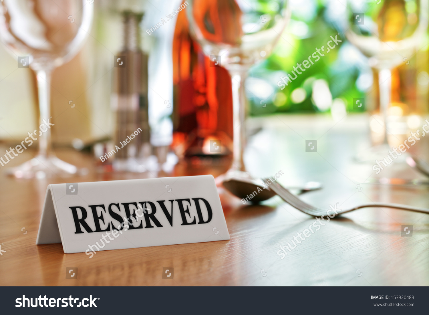 Reserved sign on a restaurant table