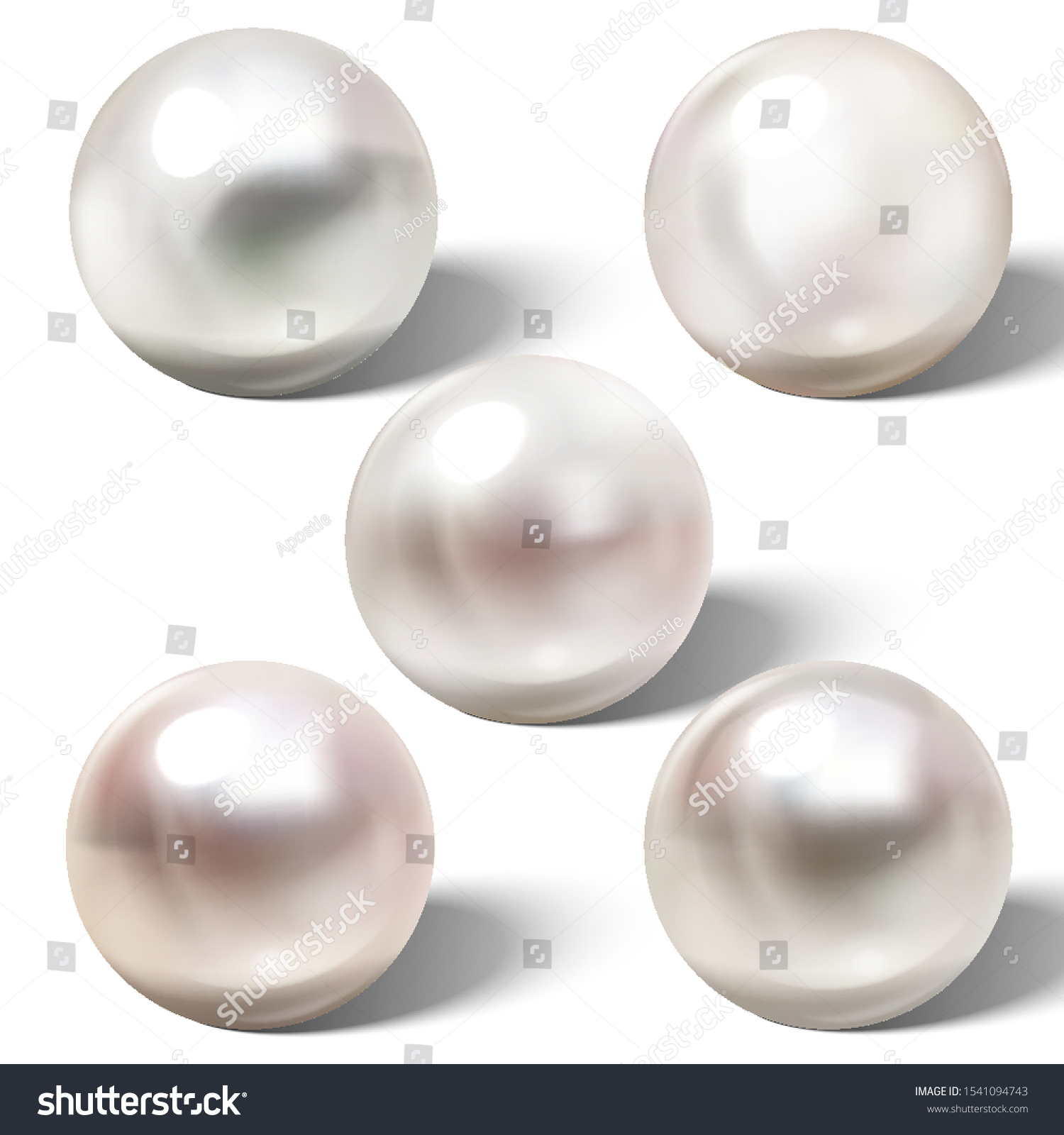 Realistic shiny natural sea pearl with light effects. Vector set._站酷海洛 ...