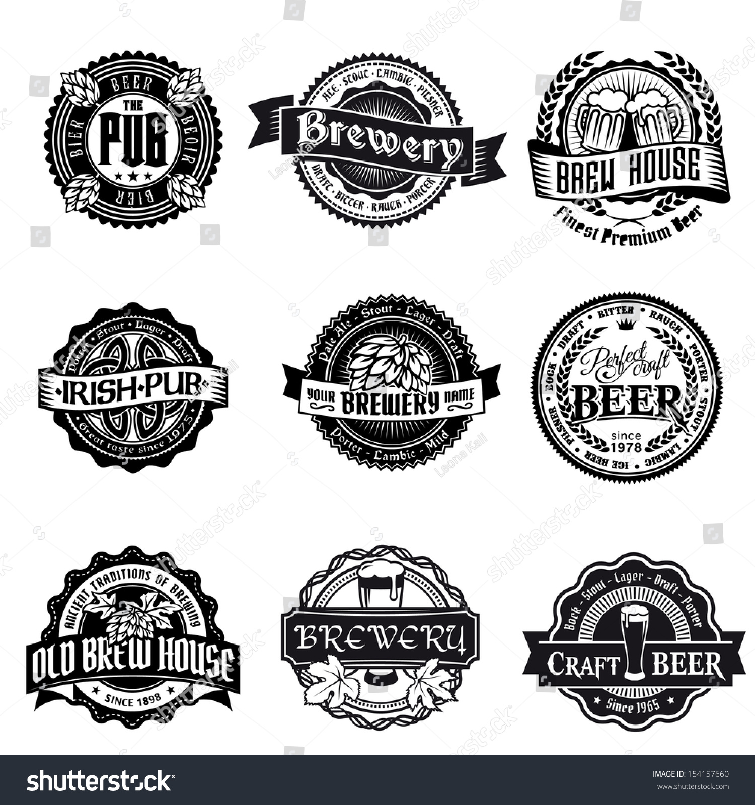 Retro set styled label of beer. Good as a template of advertisement. 